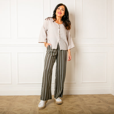 Pinstripe Linen Trousers